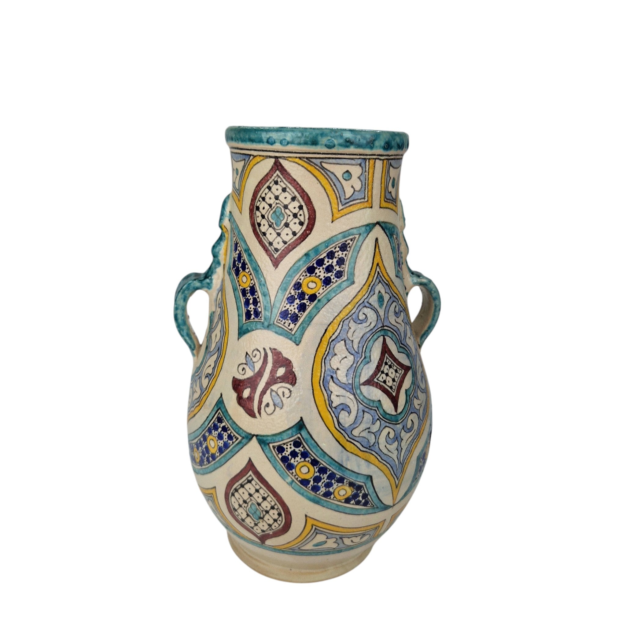 Handmade Moroccan Fes ceramic vase