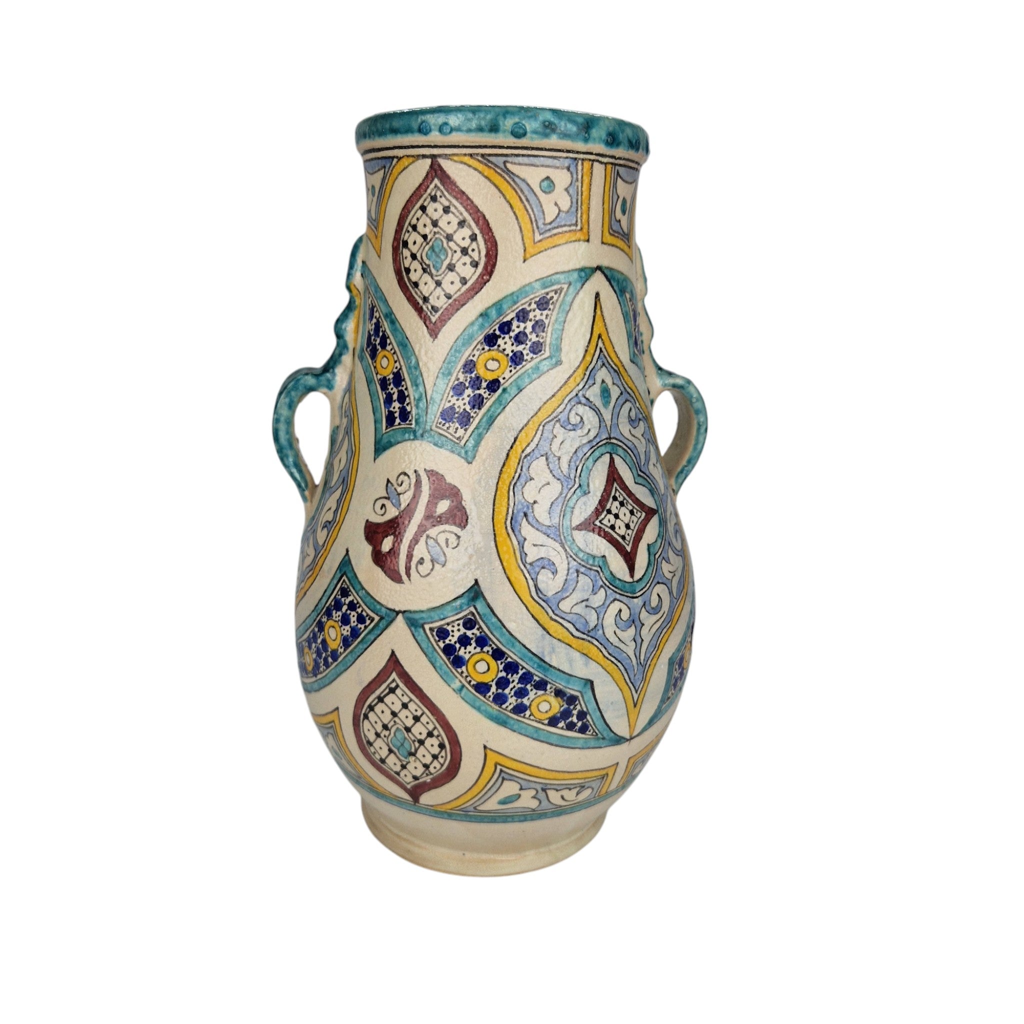 Handmade Moroccan Fes ceramic vase