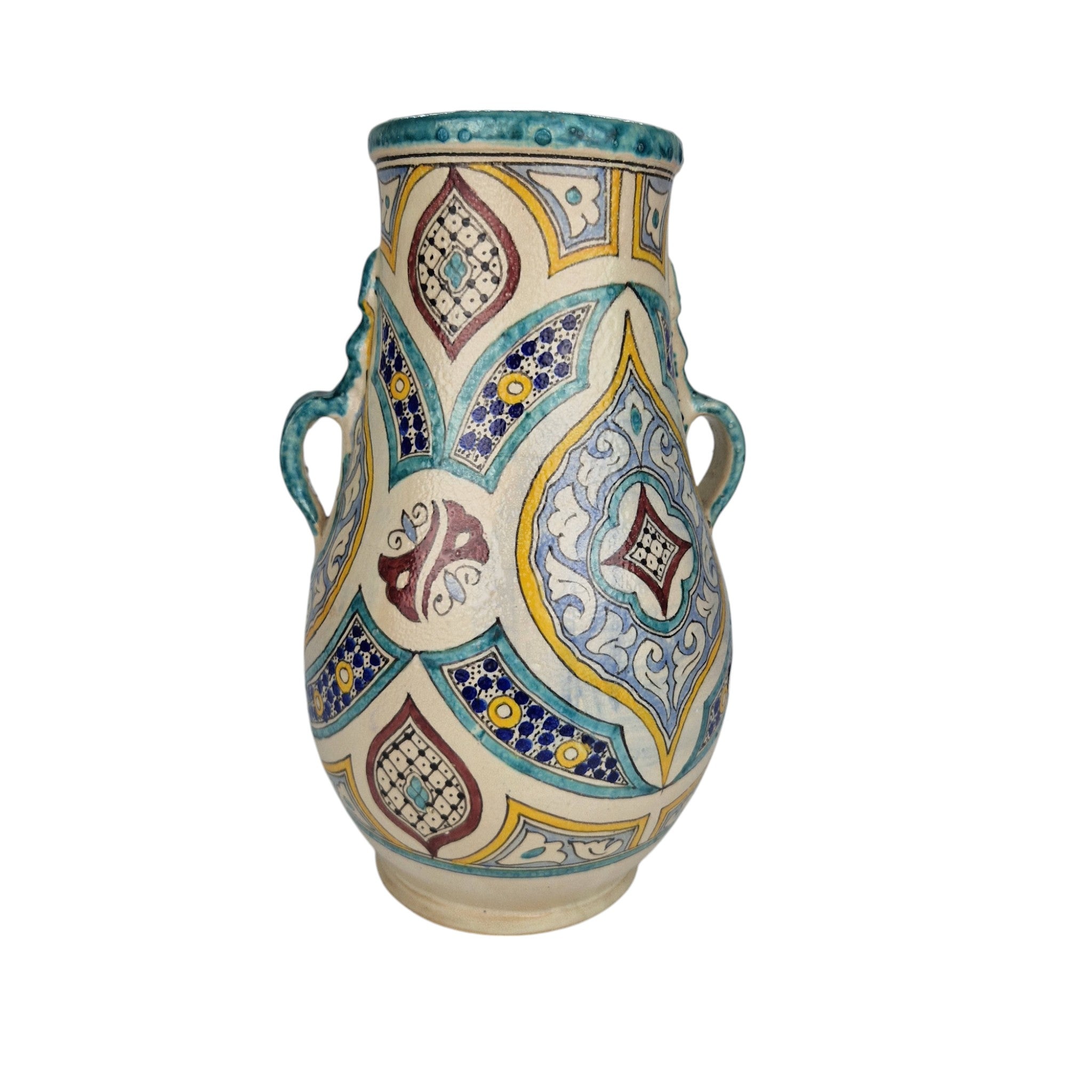 Handmade Moroccan Fes ceramic vase