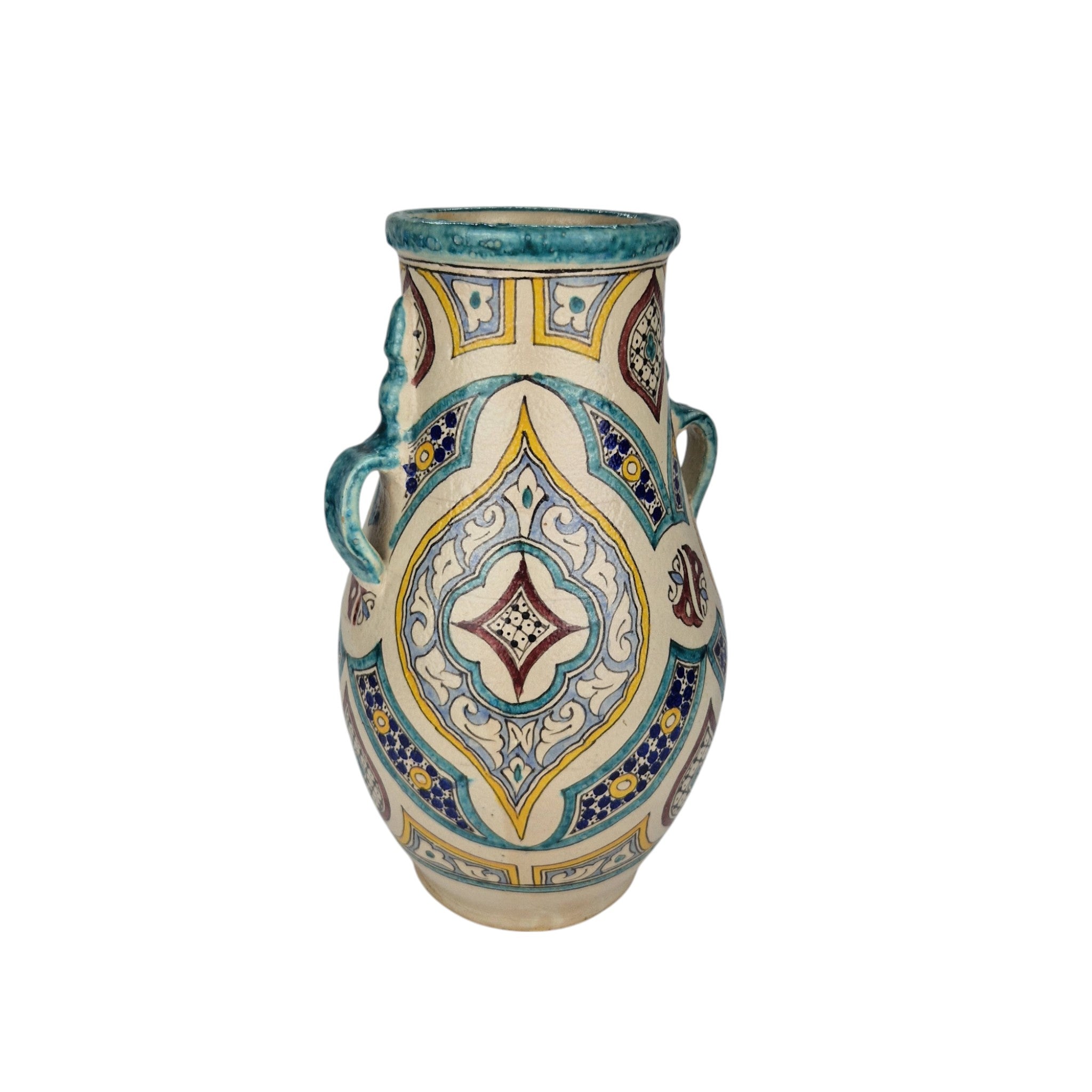 Handmade Moroccan Fes ceramic vase