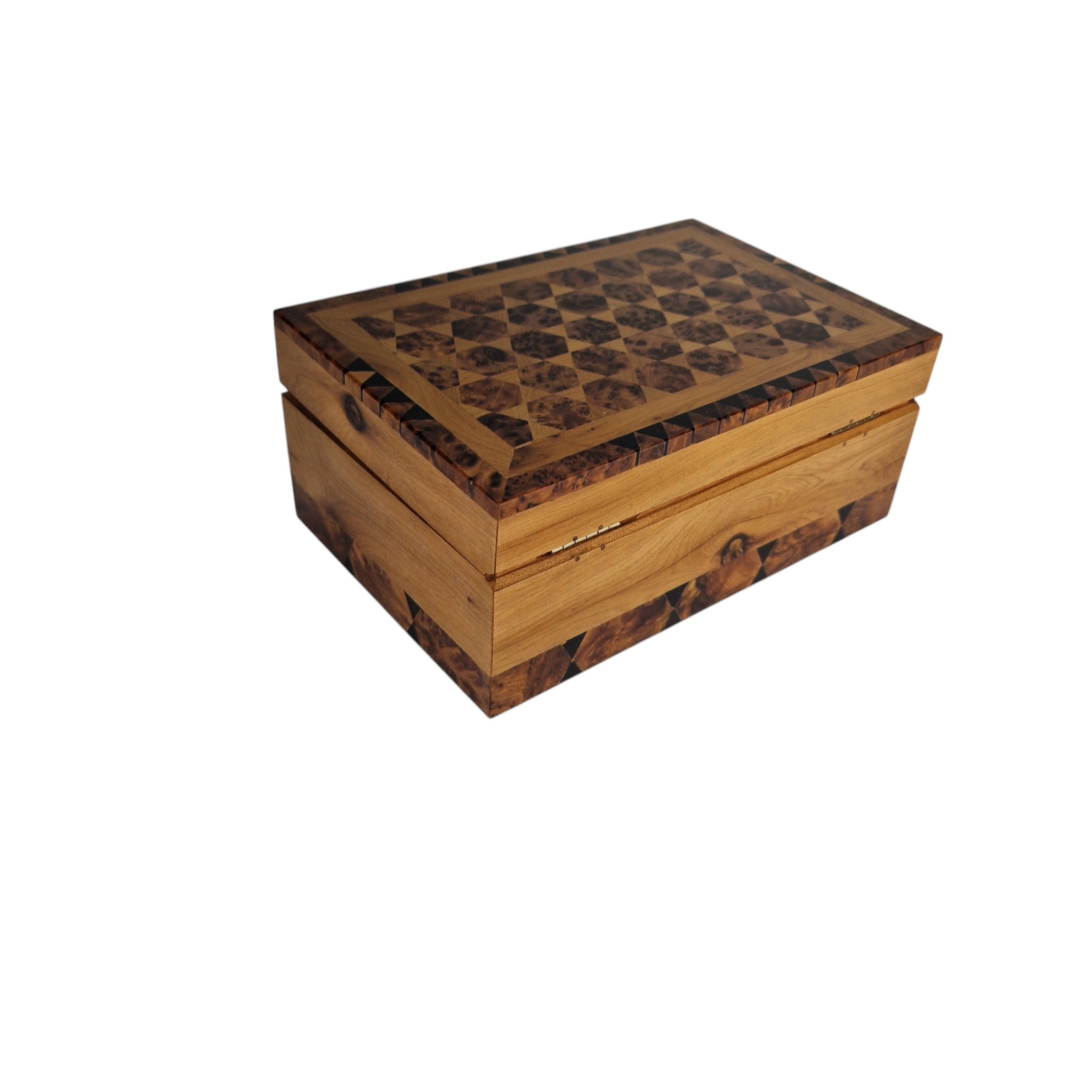 Handcrafted Thuya Wood Jewelry Box with Lock