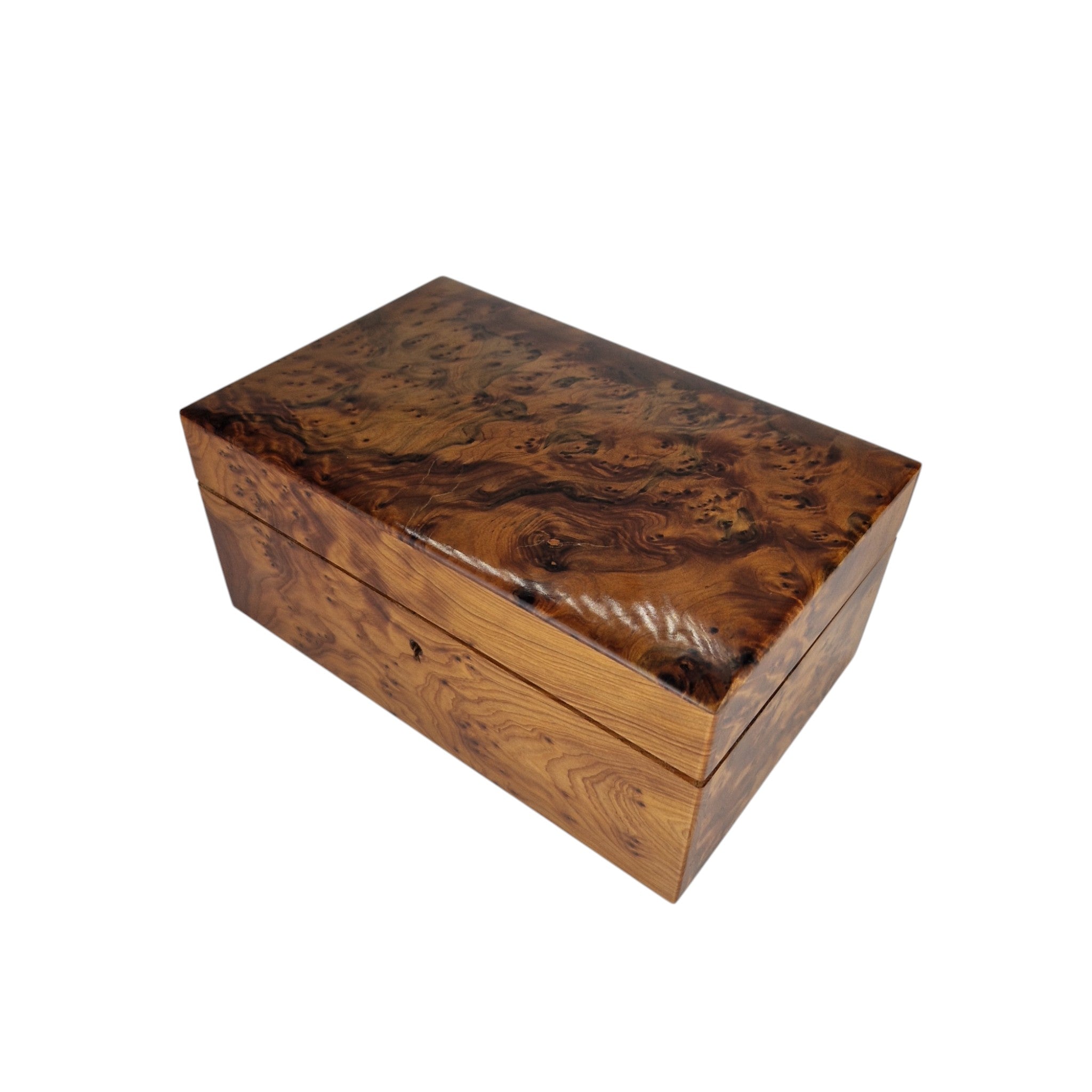 Handcrafted Thuya Wood Jewelry Box with Lock