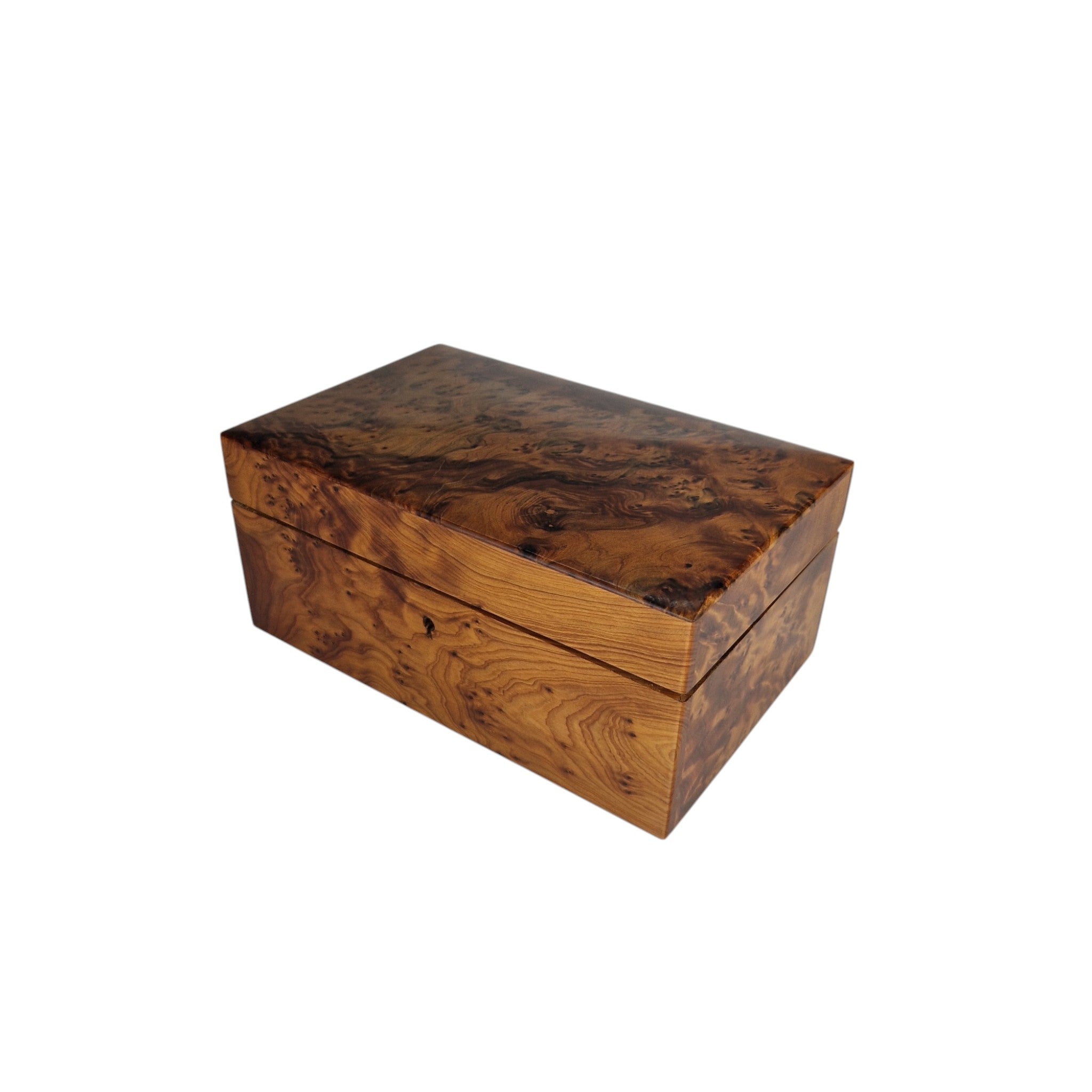 Handcrafted Thuya Wood Jewelry Box with Lock