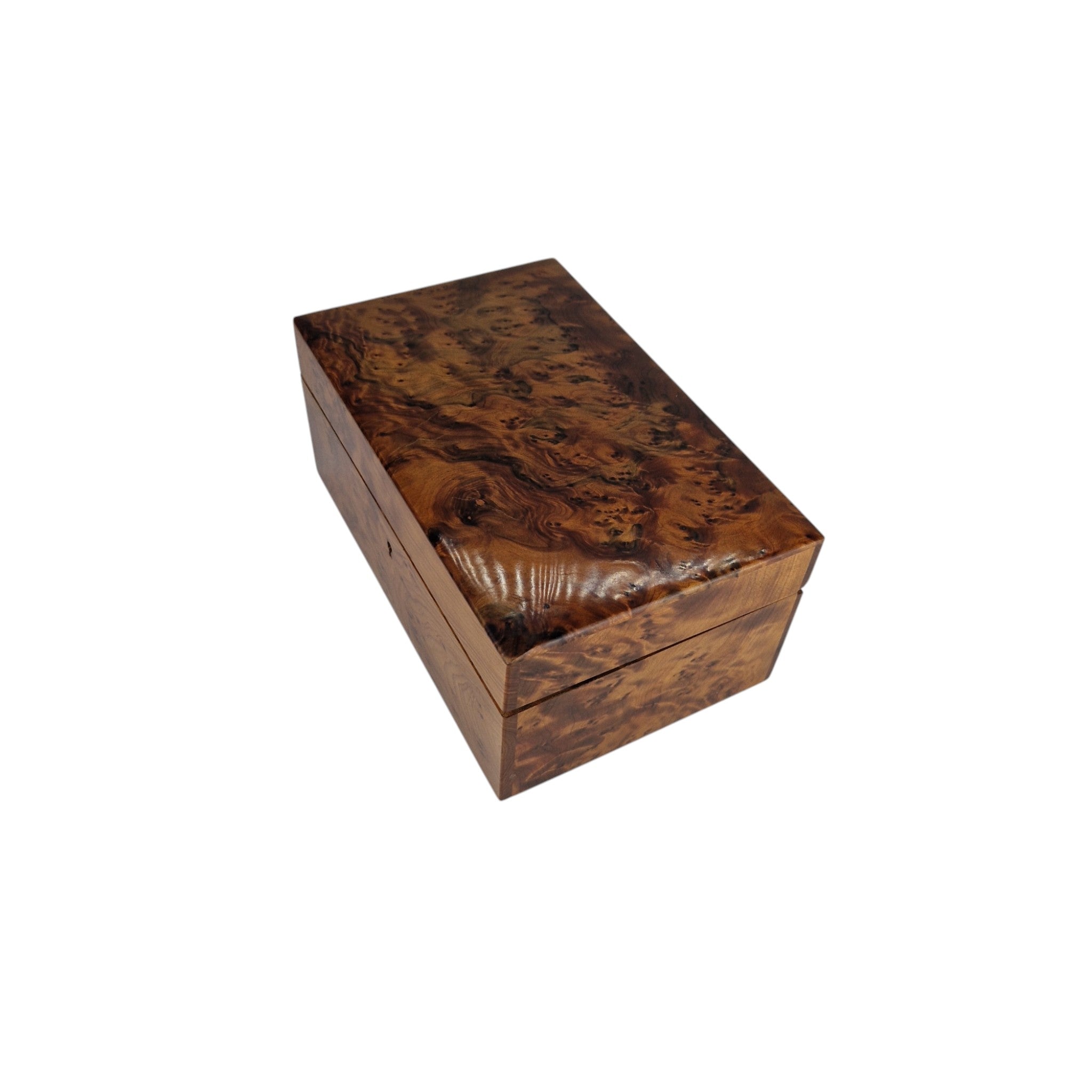 Handcrafted Thuya Wood Jewelry Box with Lock