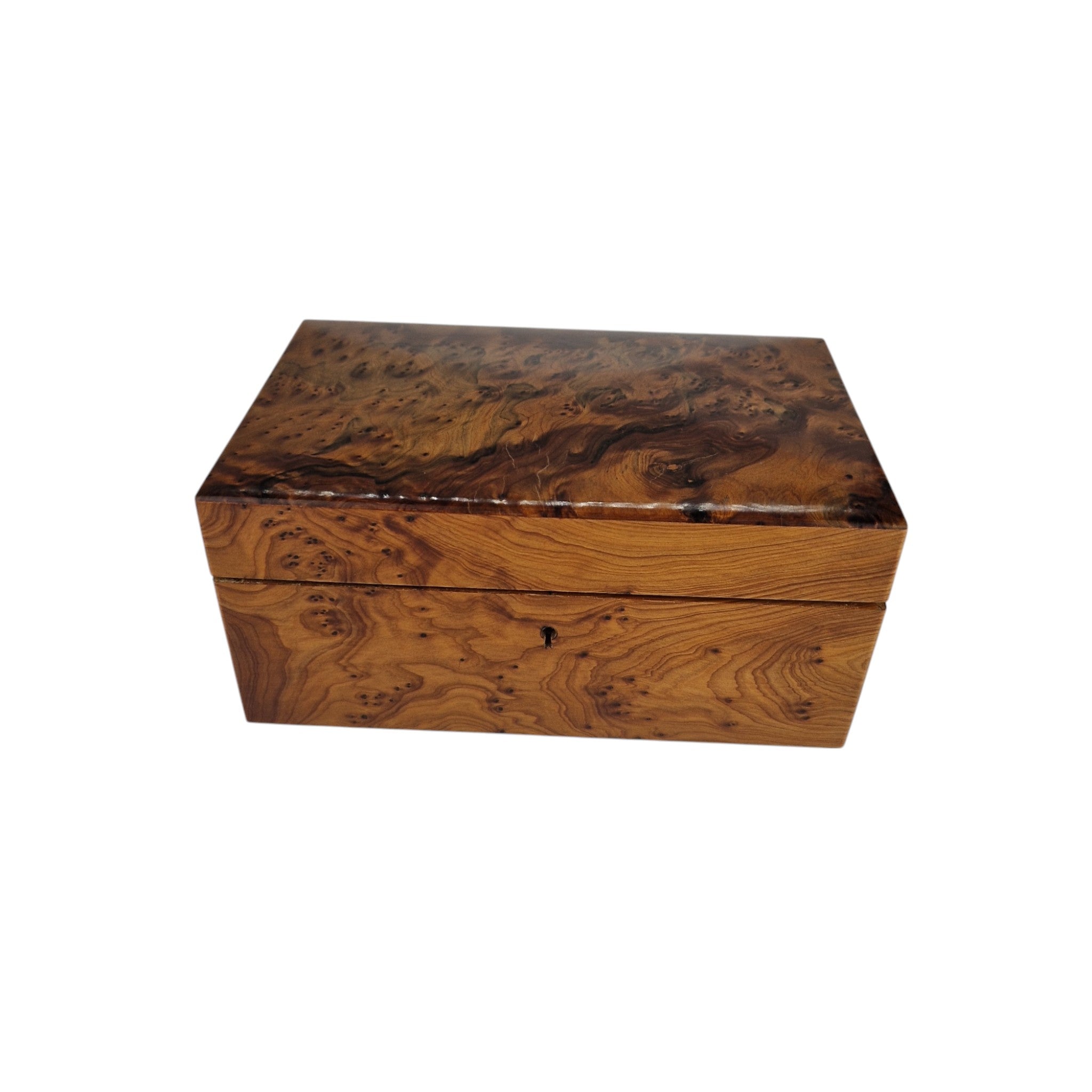 Handcrafted Thuya Wood Jewelry Box with Lock