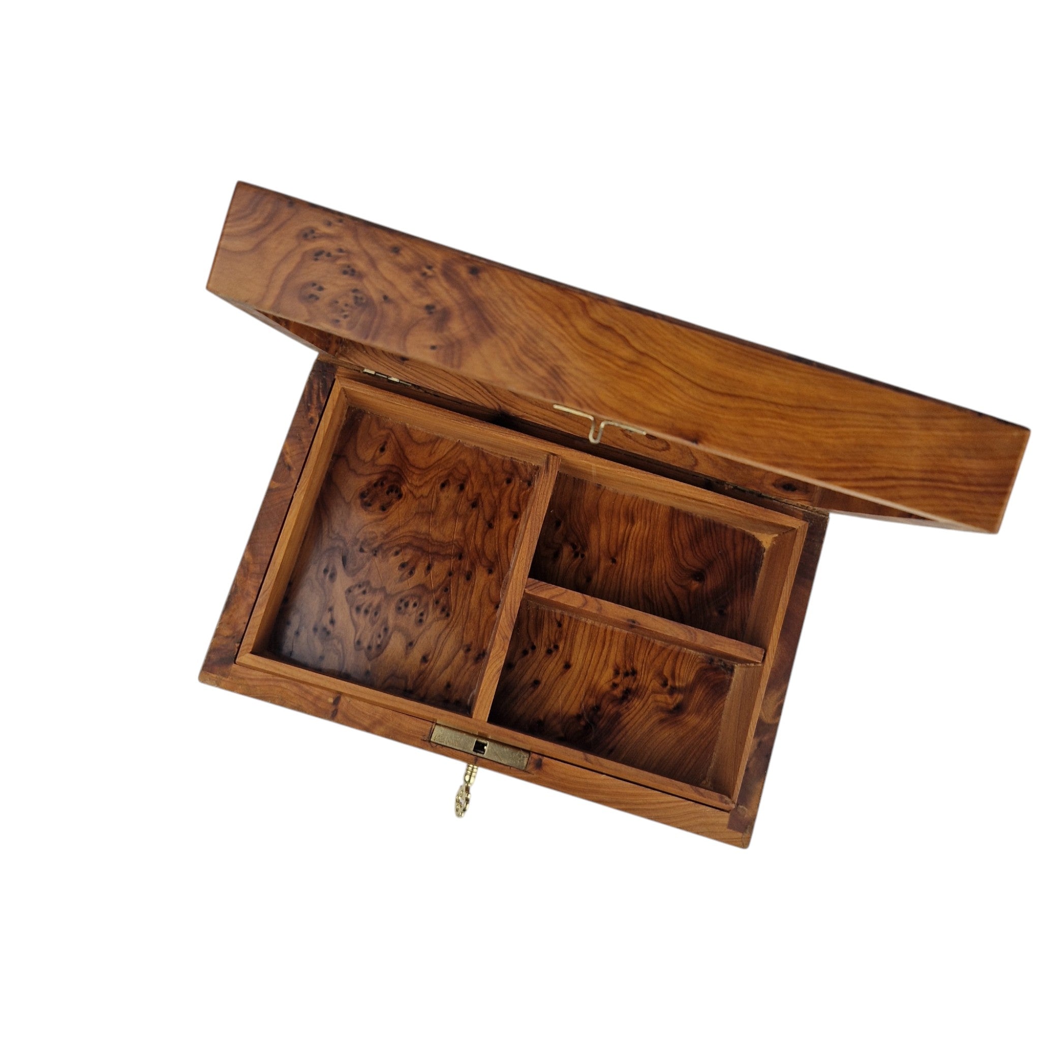 Handcrafted Thuya Wood Jewelry Box with Lock