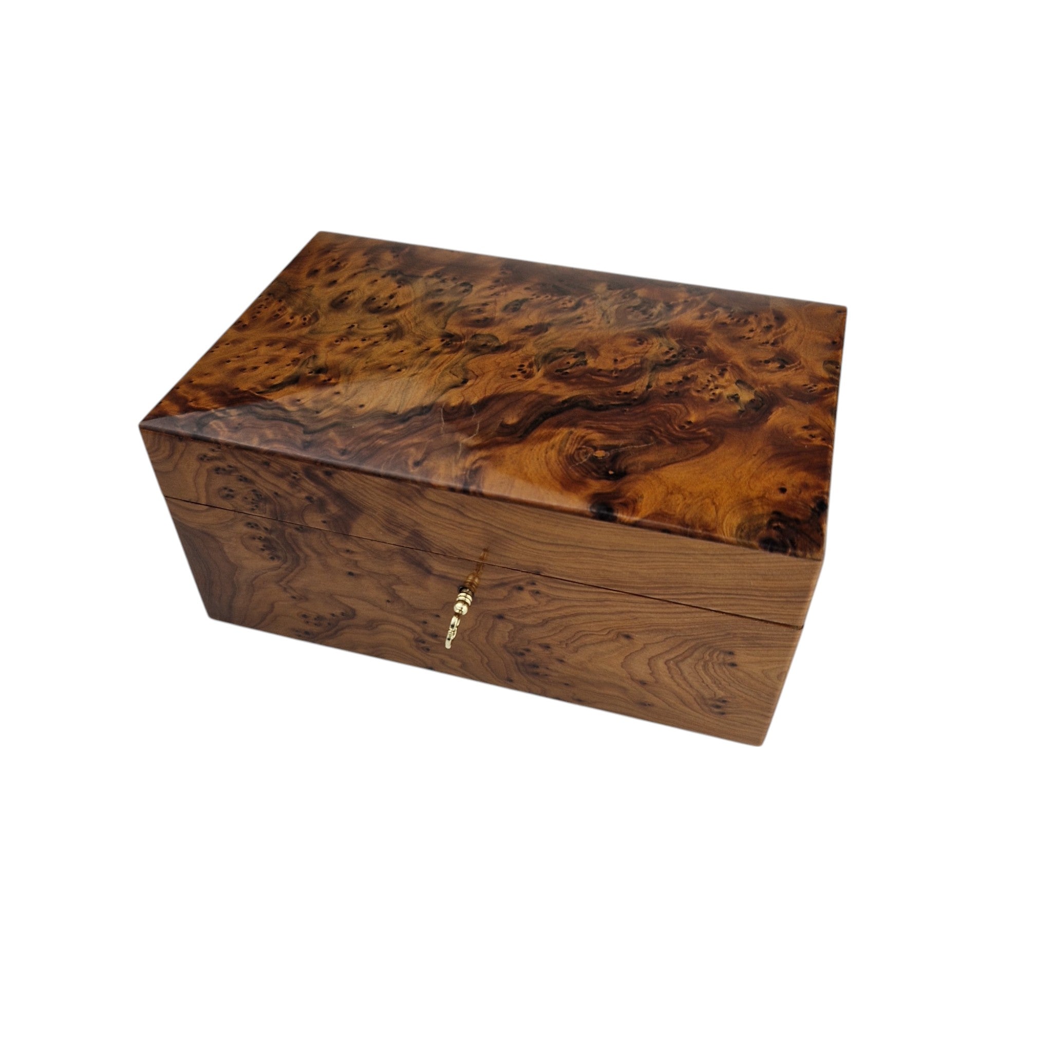 Handcrafted Thuya Wood Jewelry Box with Lock