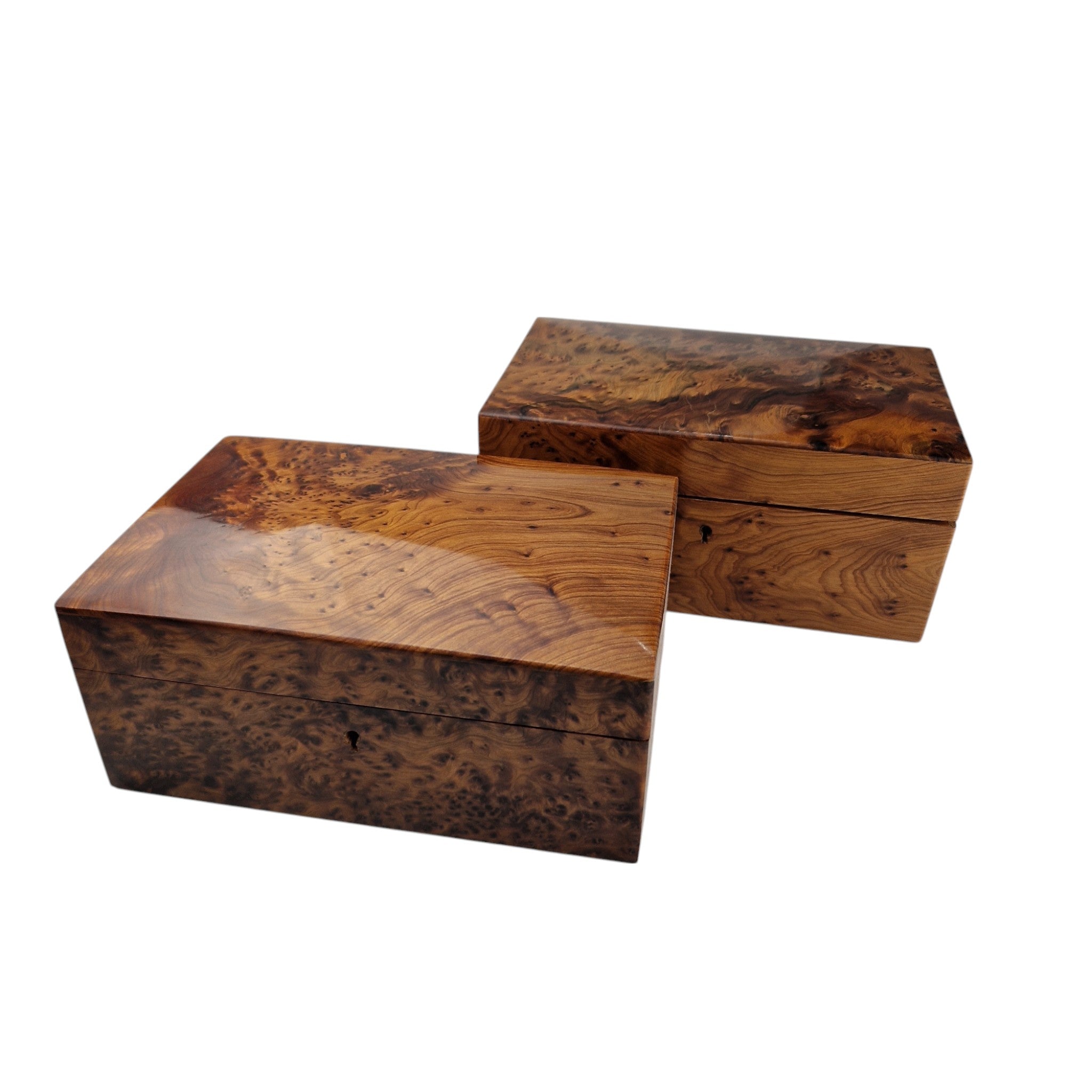 Handcrafted Thuya Wood Jewelry Box with Lock