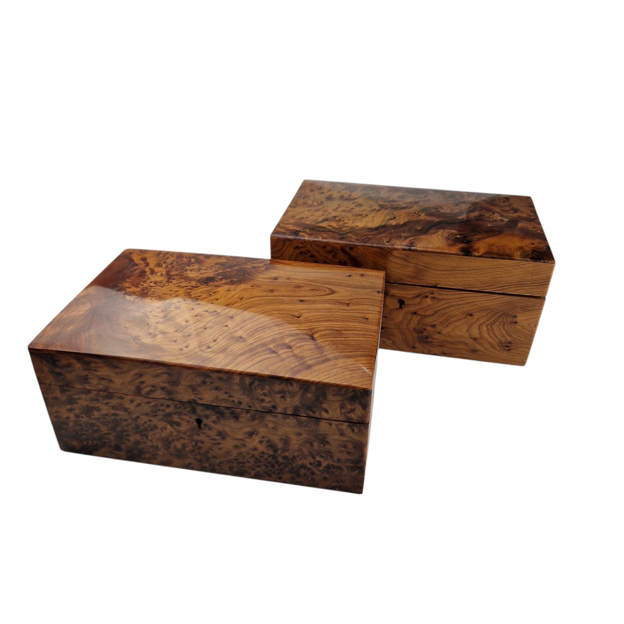 Handcrafted Thuya Wood Jewelry Box with Lock