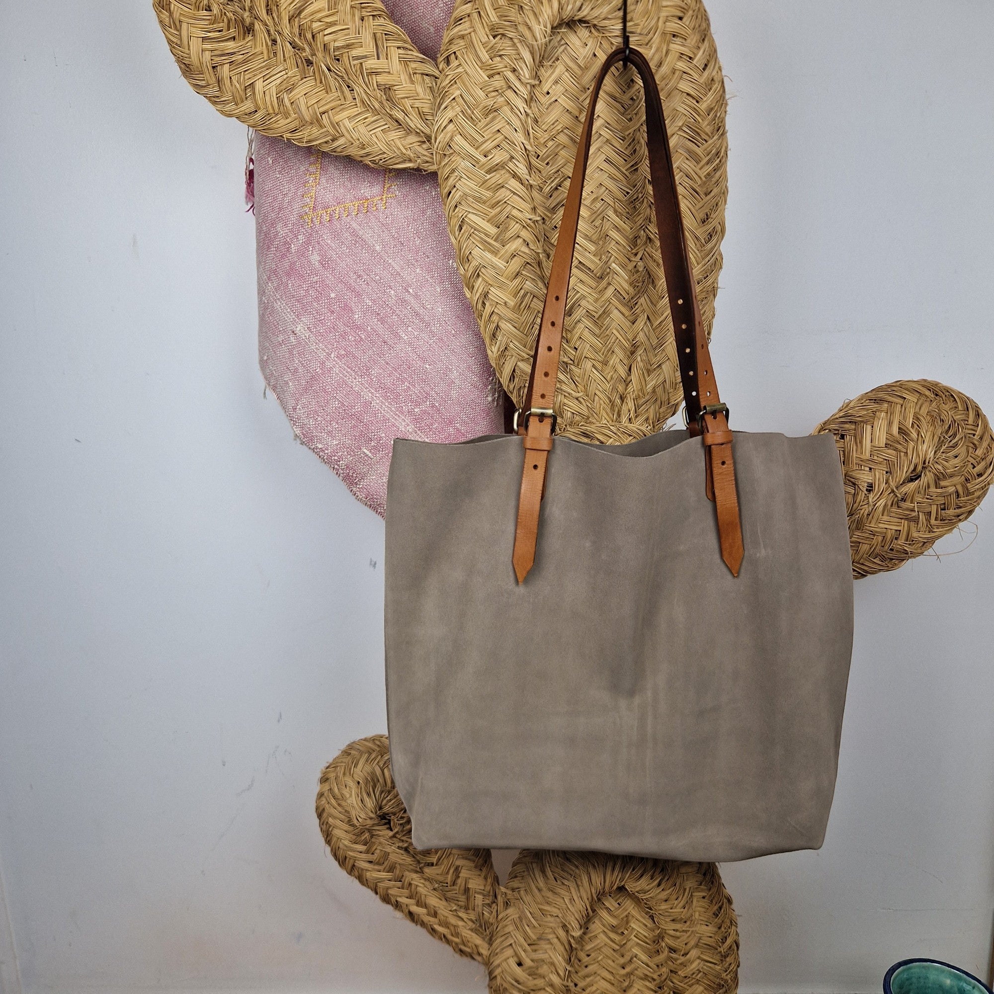 Suede Leather Tote Bag