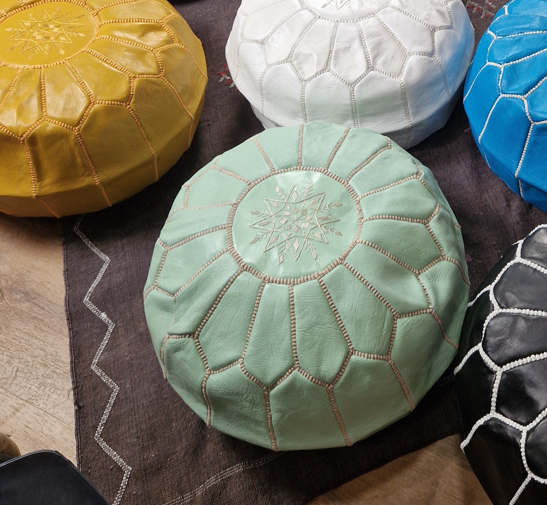 Moroccan Leather Pouf Ottman