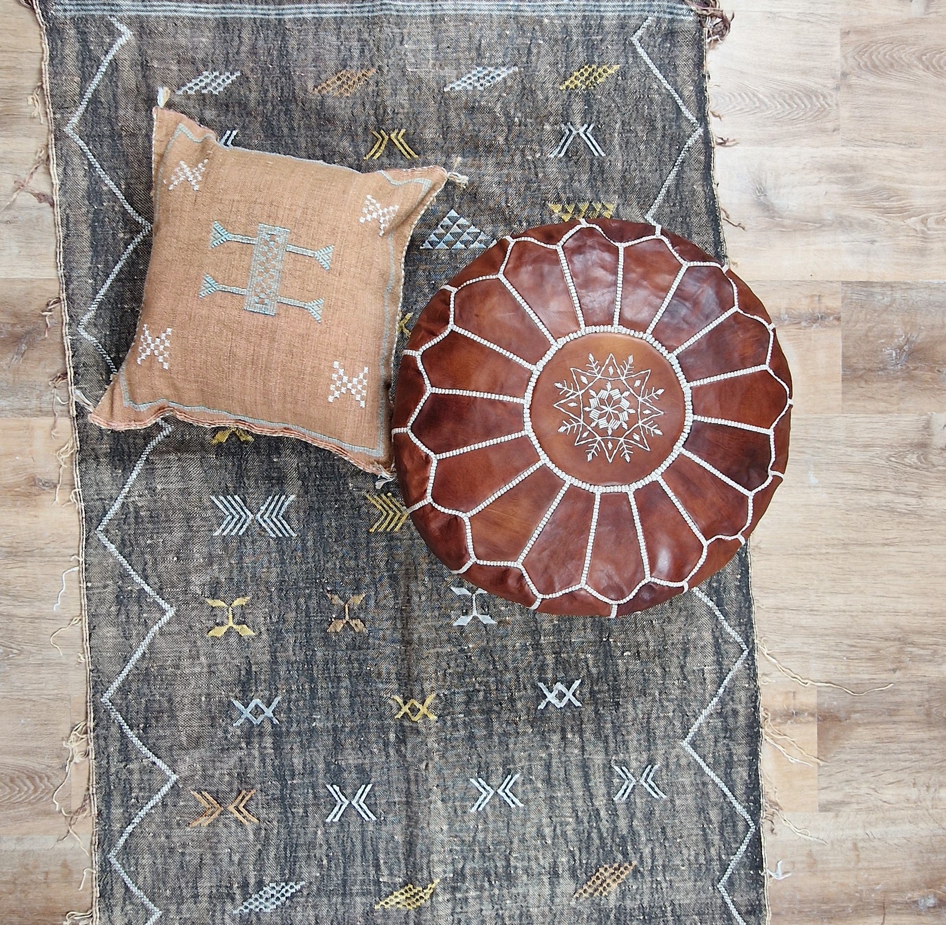 Moroccan Leather Pouf Ottman