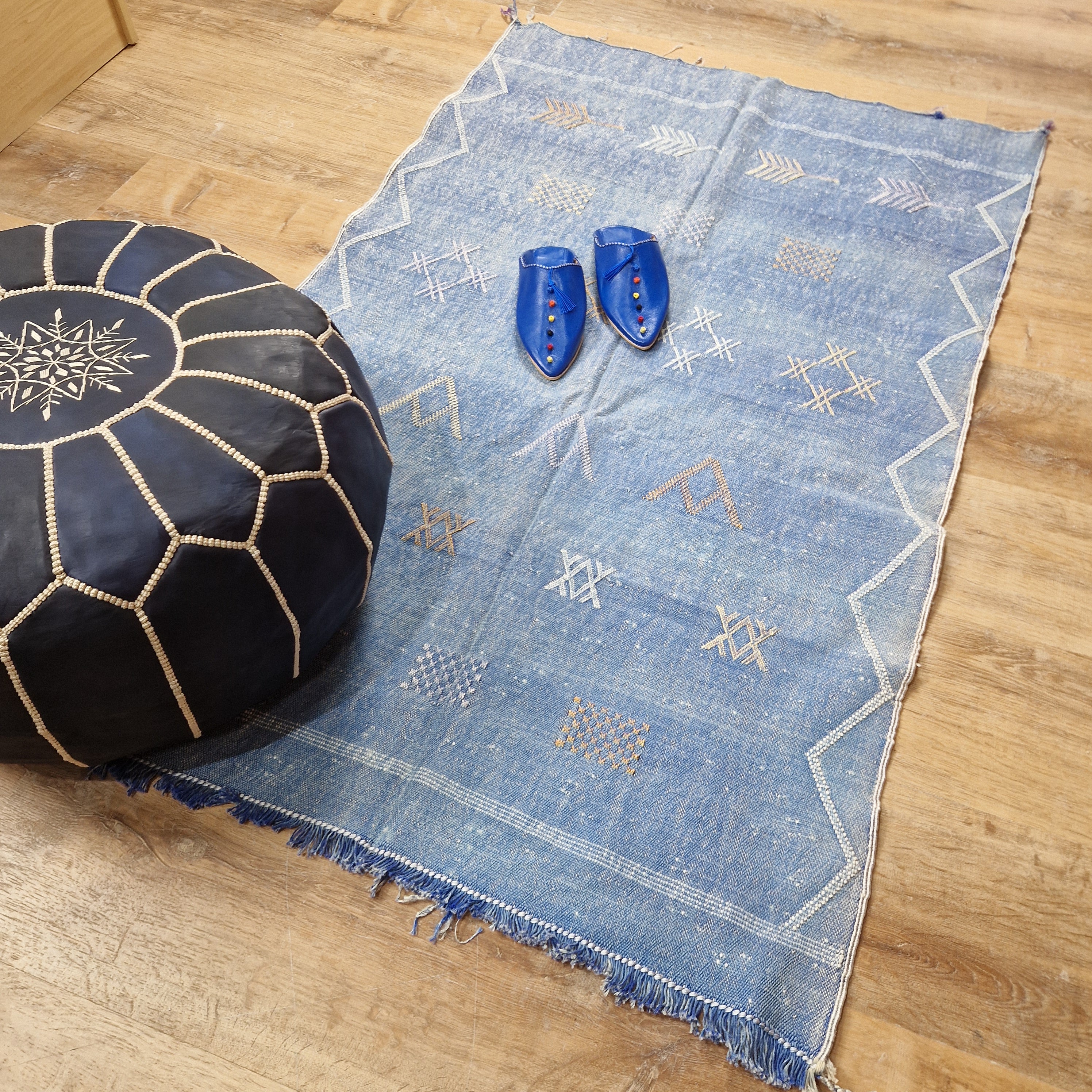 Moroccan Cactus Silk Rug Blue