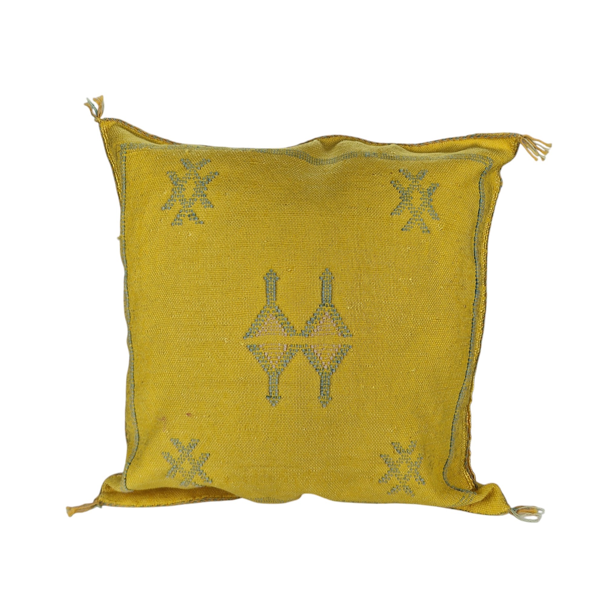 Handwoven Moroccan cactus Silk Pillow, 20x20 inch