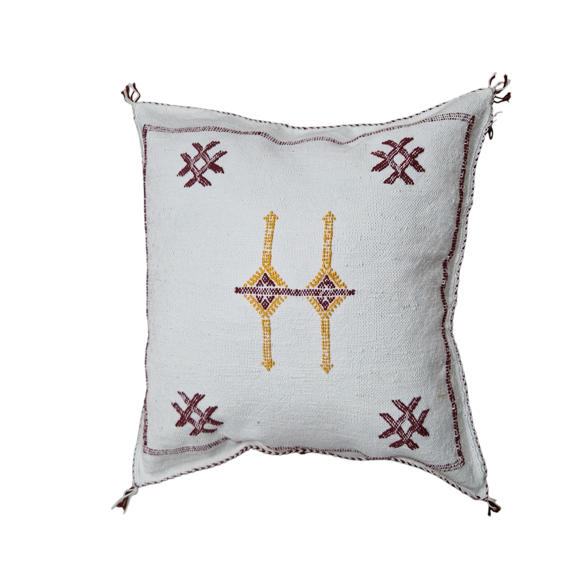 Handwoven Moroccan cactus Silk Pillow, 20x20 inch