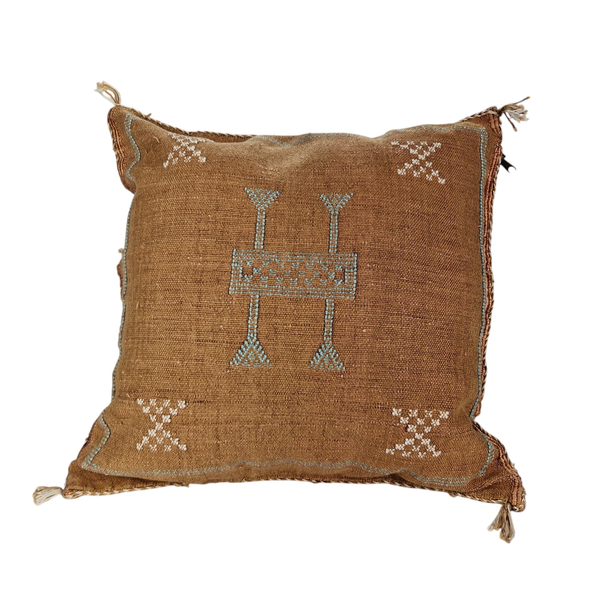 Handwoven Moroccan cactus Silk Pillow, 20x20 inch