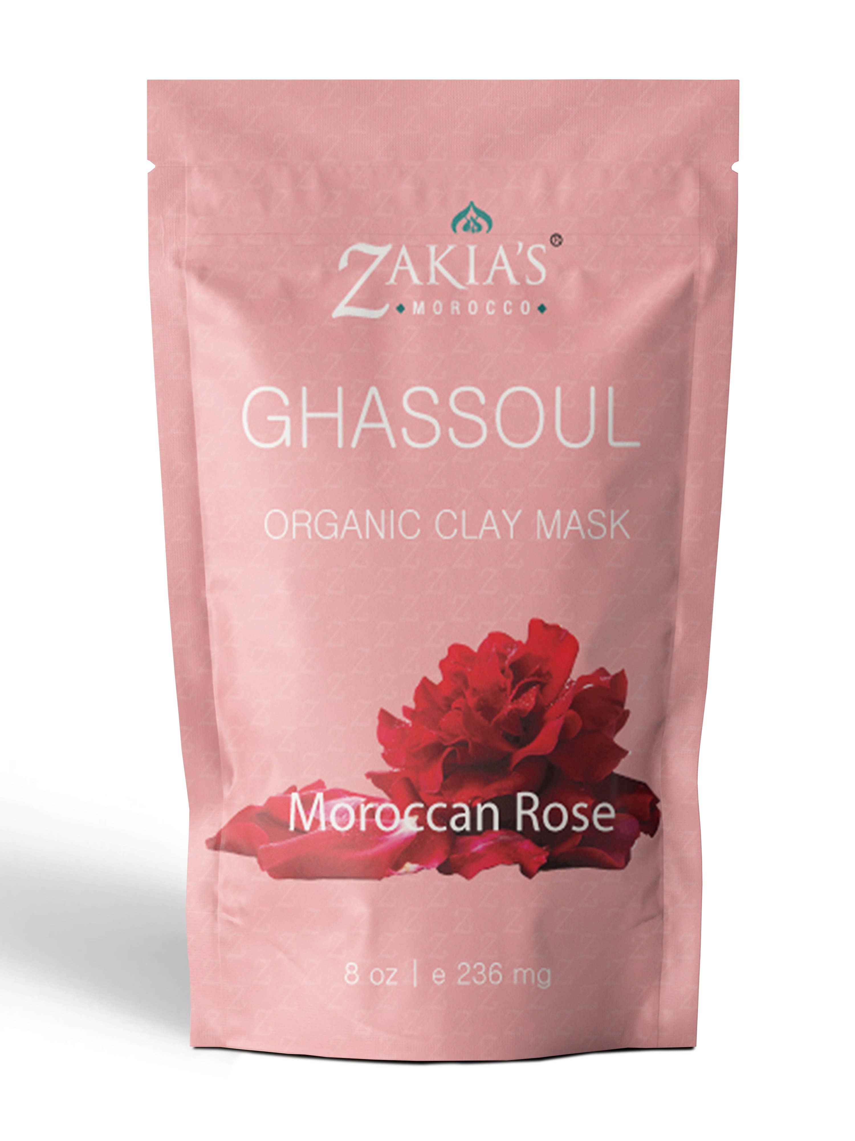 Masque visage et cheveux bio au ghassoul marocain « Rhassoul » à l'argile - Rose - 8 oz.