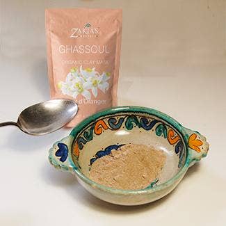 Masque visage et cheveux bio au ghassoul marocain « Rhassoul » à l'argile - Fleur d'oranger - 8 oz.