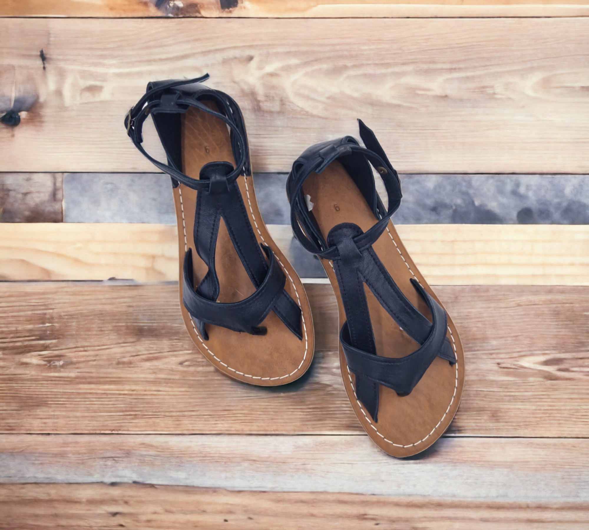 Leather Sandals for Women - Blue, Brown, Black