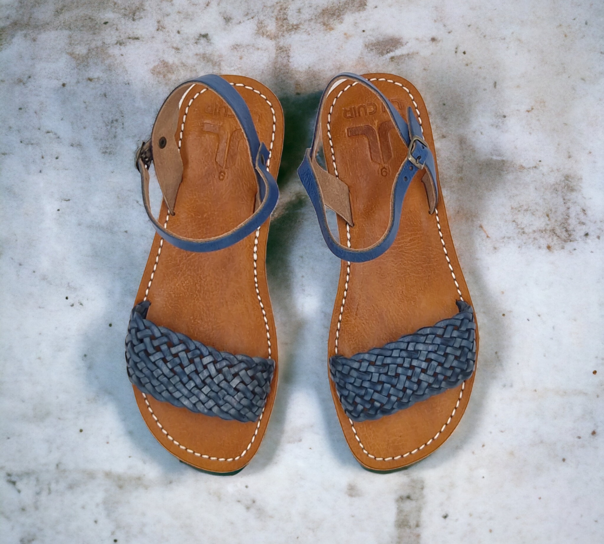 Leather Sandals for Women - Blue