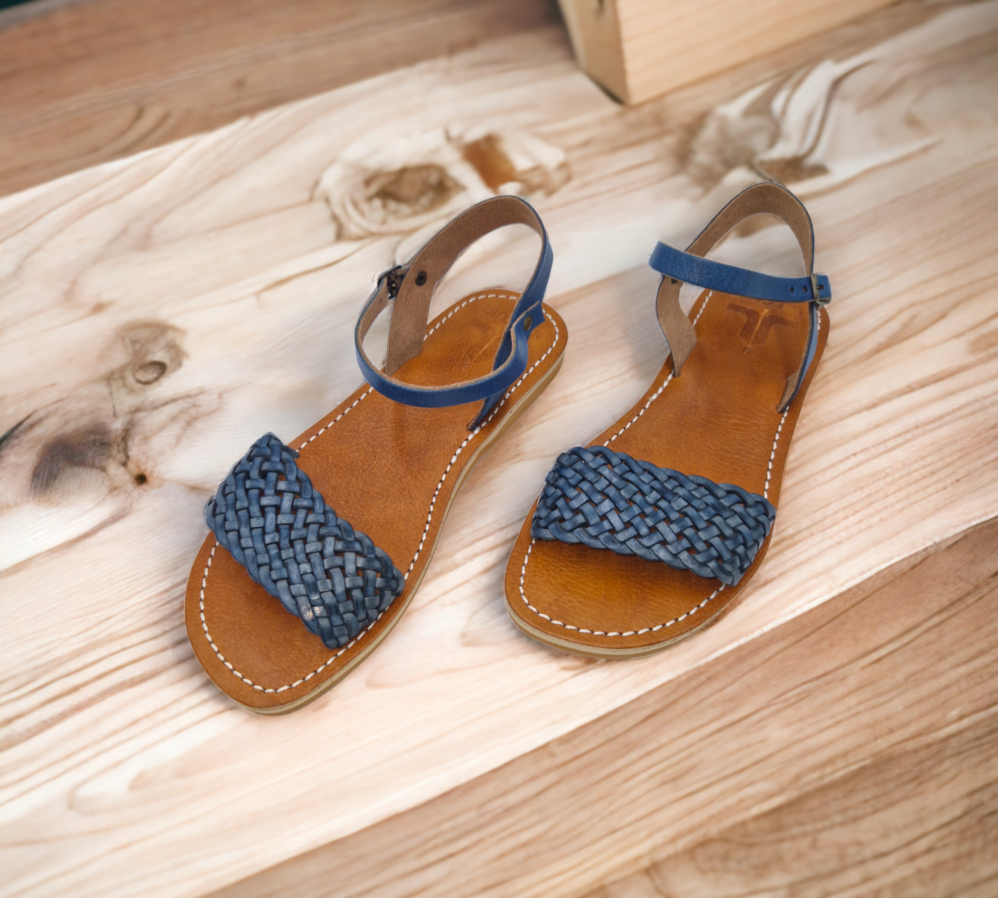 Leather Sandals for Women - Blue