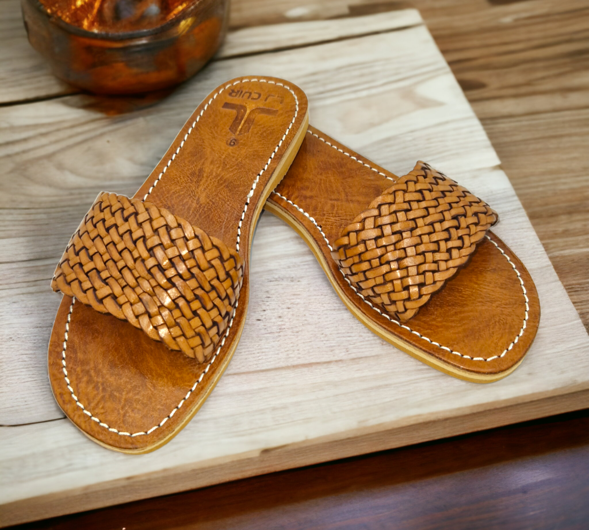 Leather Sandals for Women Brown