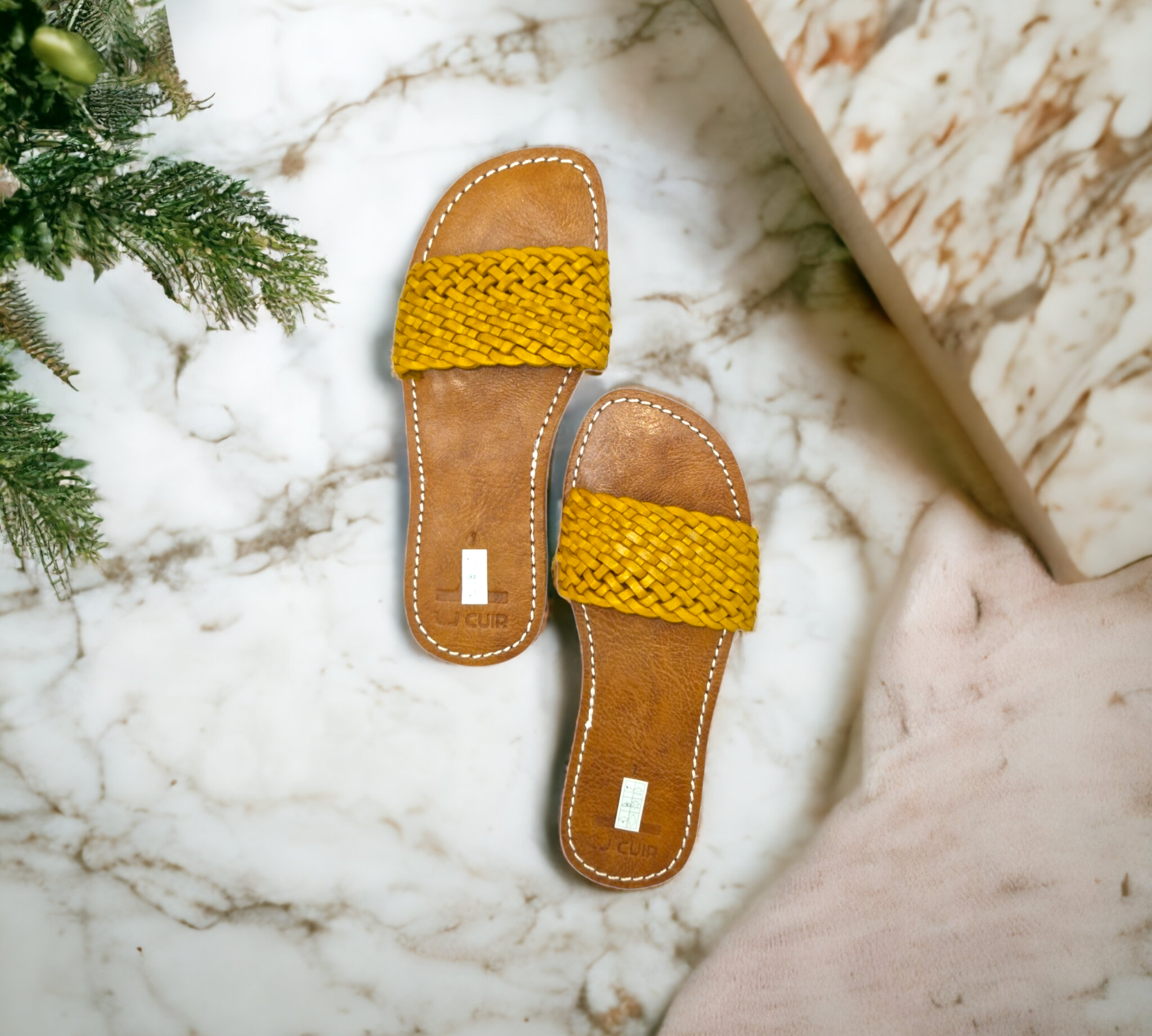 Leather Sandals for Women Yelow