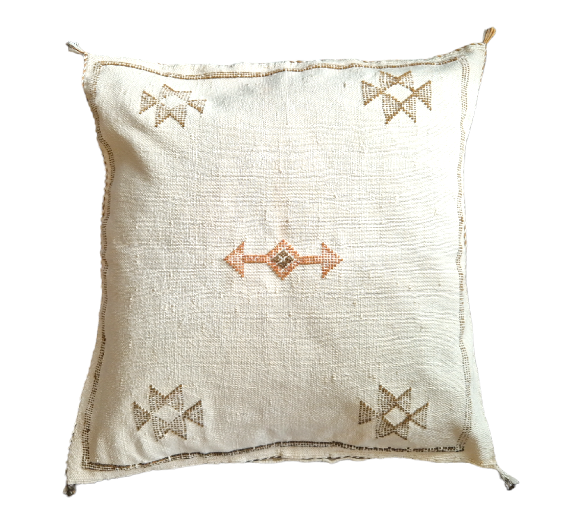 Handwoven Moroccan cactus Silk Pillow, 20x20 inch