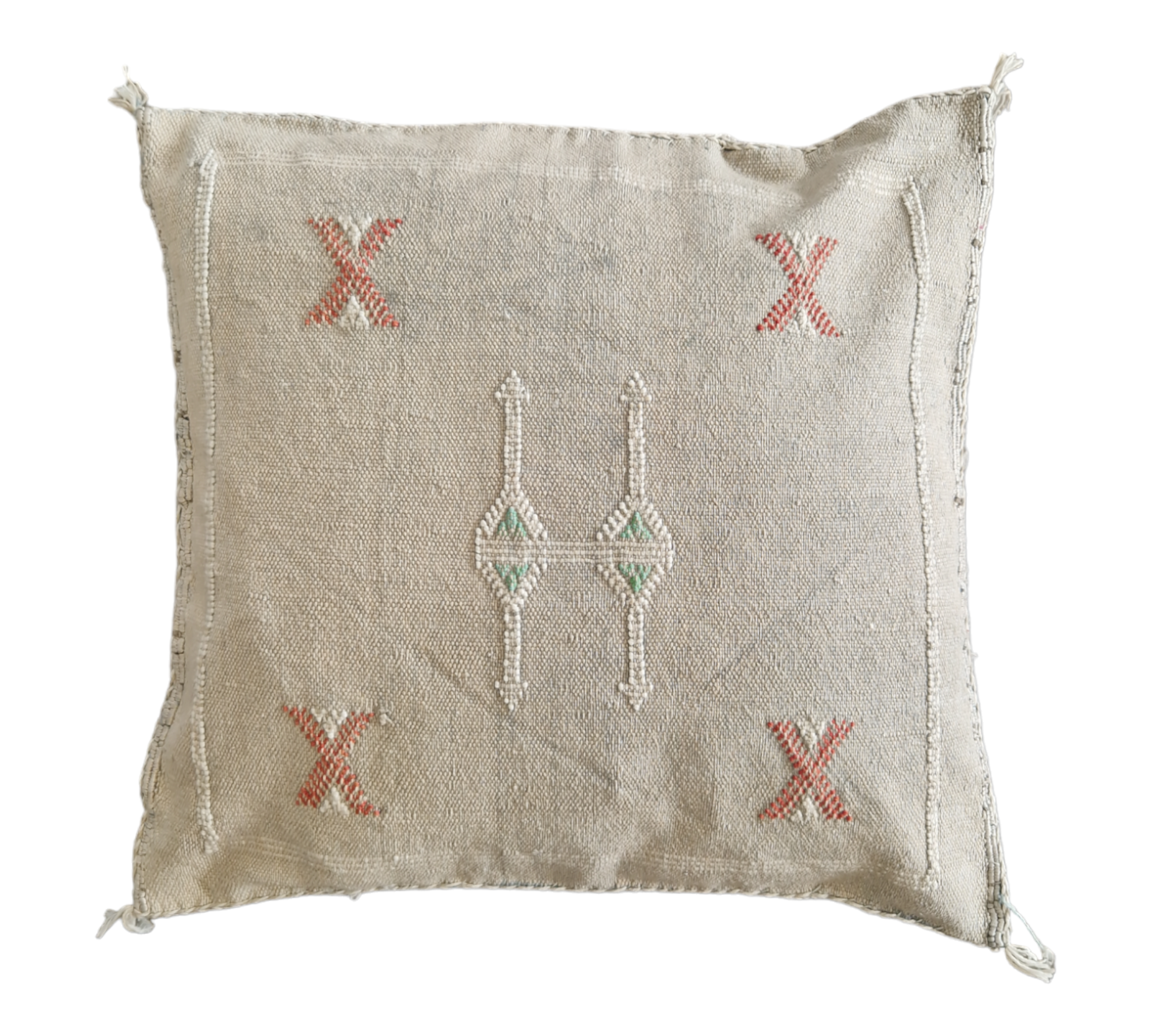 Handwoven Moroccan cactus Silk Pillow, 20x20 inch