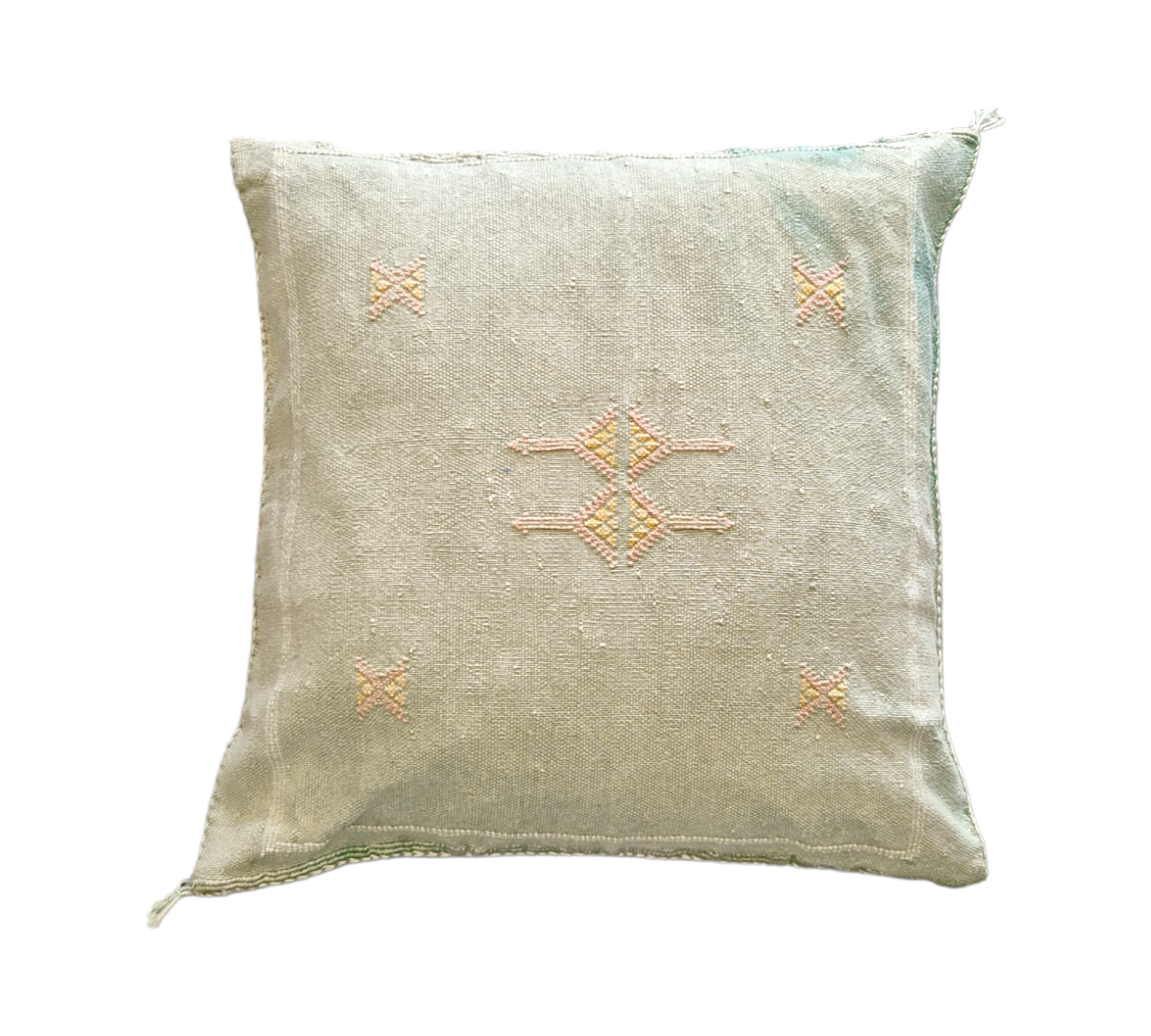 Handwoven Moroccan cactus Silk Pillow, 20x20 inch