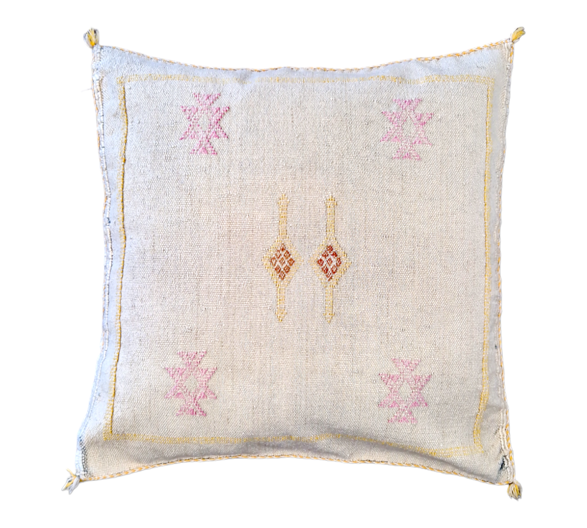 Handwoven Moroccan cactus Silk Pillow, 20x20 inch