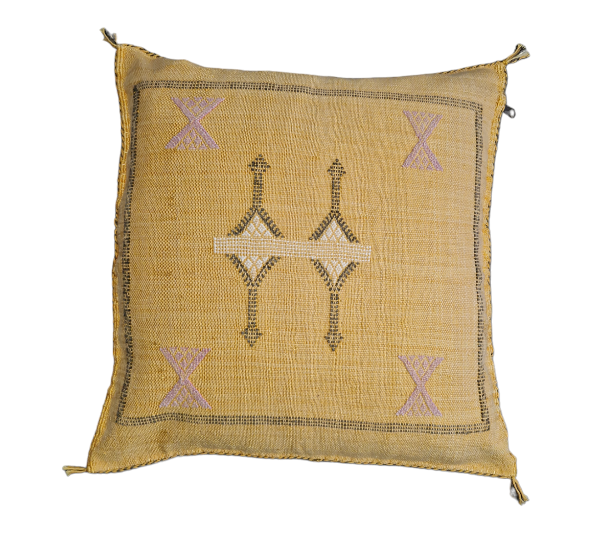 Handwoven Moroccan cactus Silk Pillow, 20x20 inch