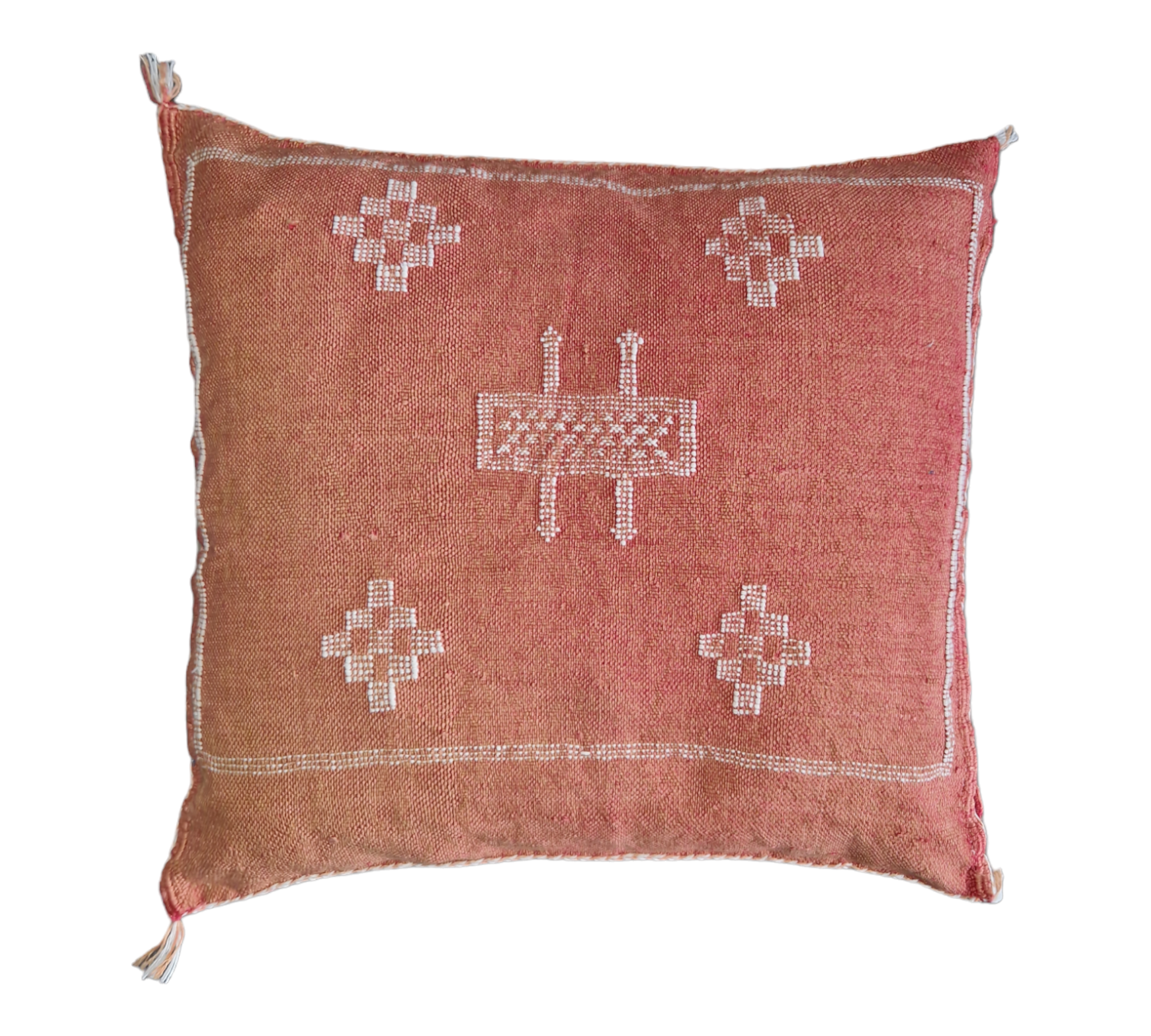 Handwoven Moroccan cactus Silk Pillow, 20x20 inch