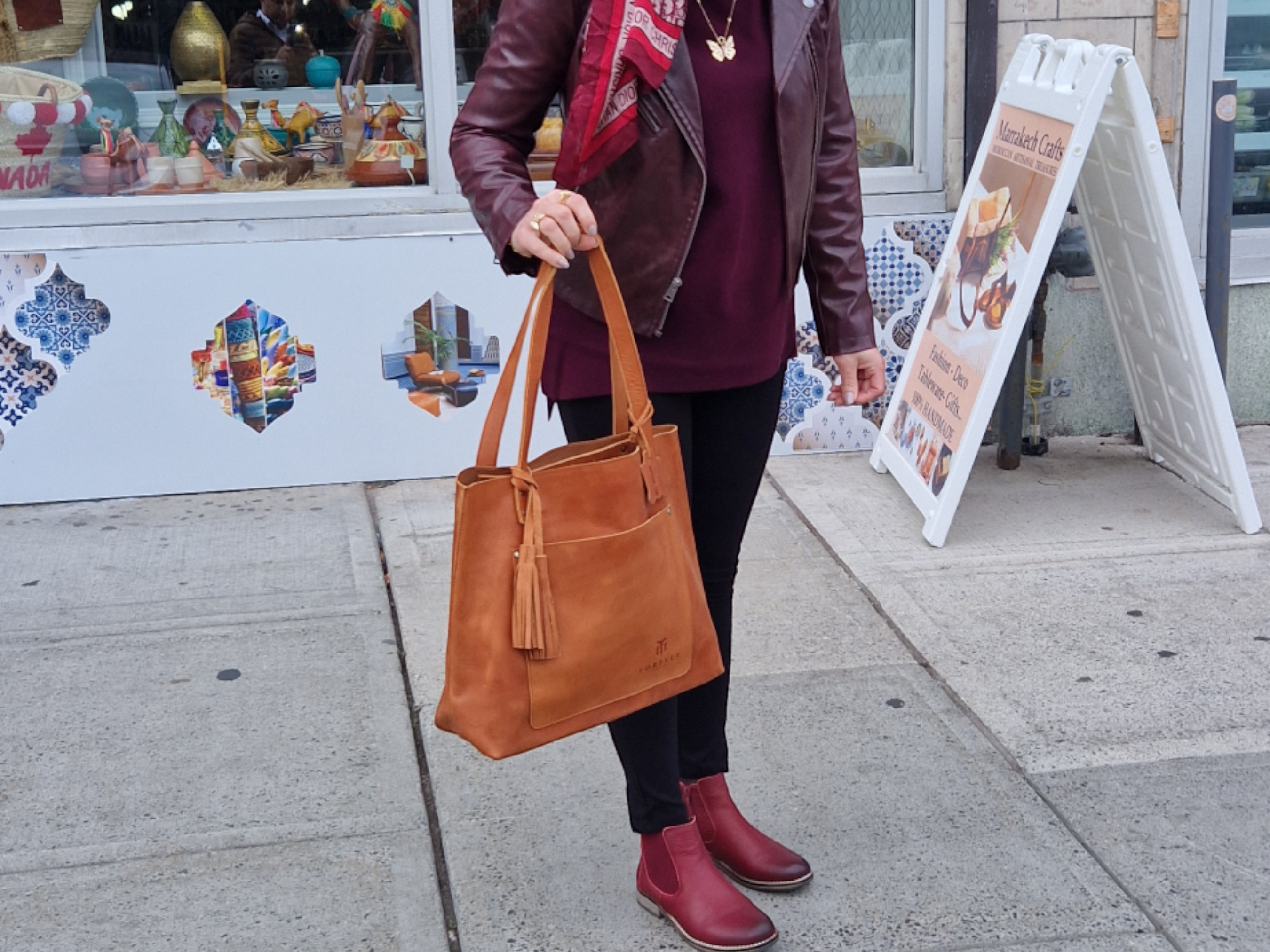 Leather Tote Bag Brown