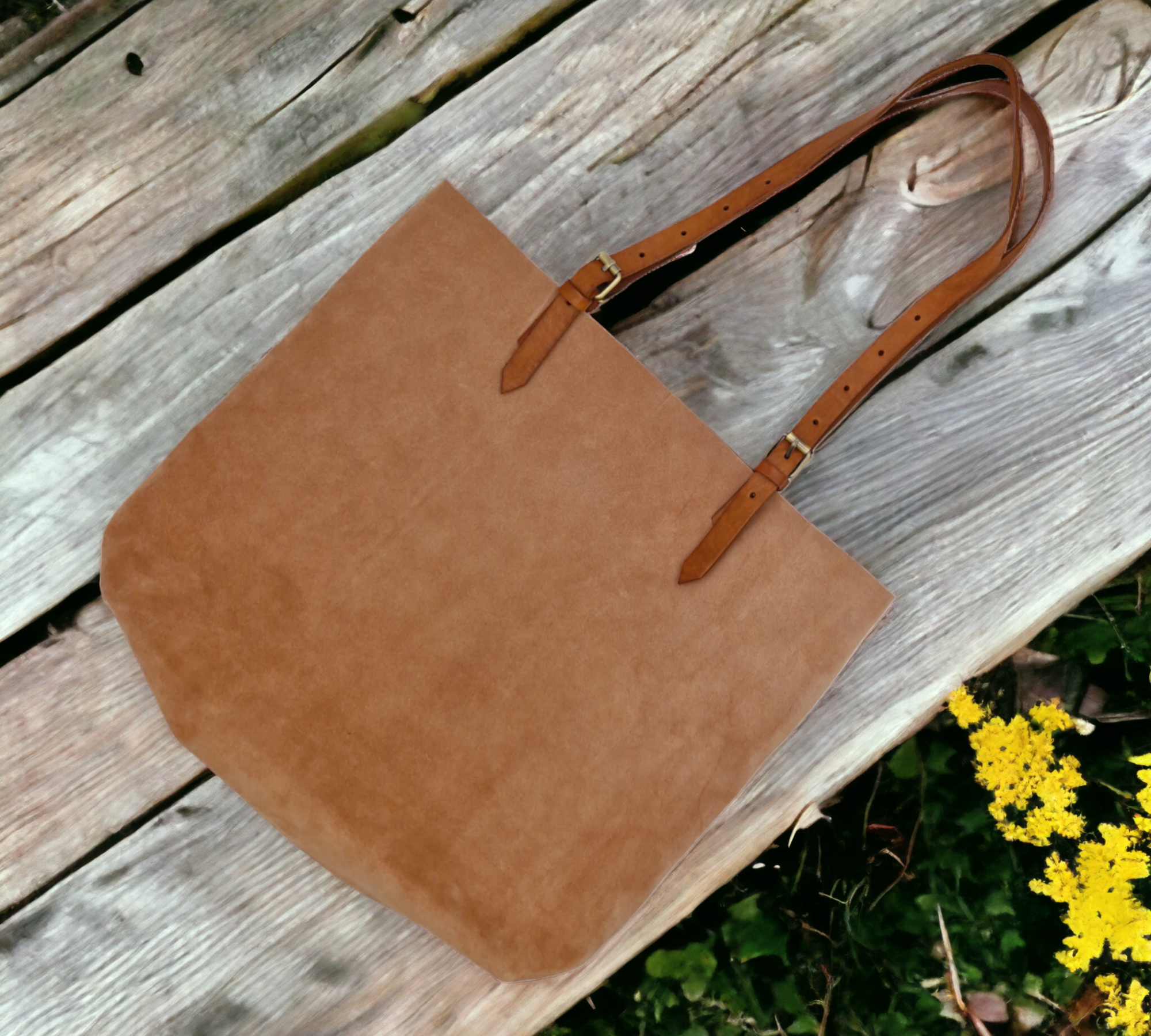 Suede Leather Tote Bag