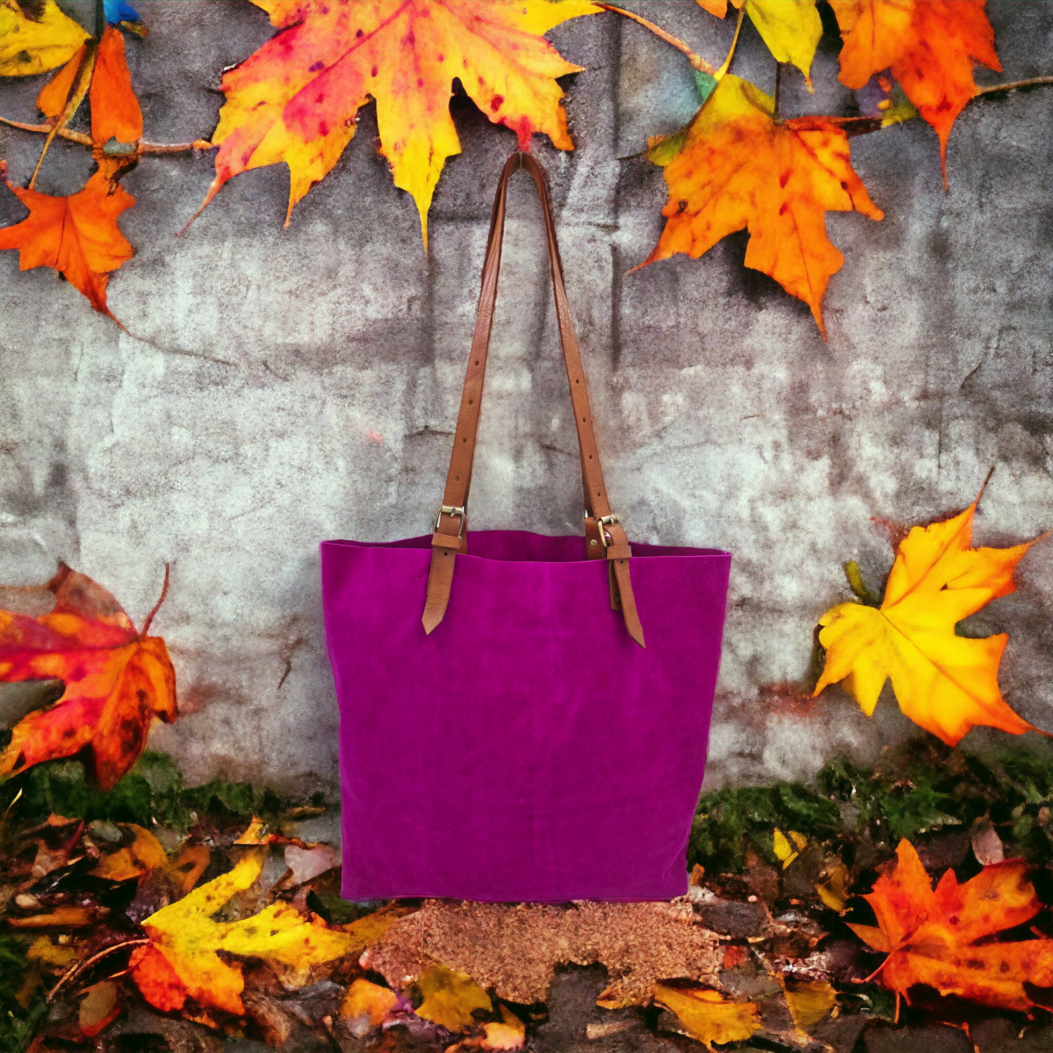 Suede Leather Tote Bag