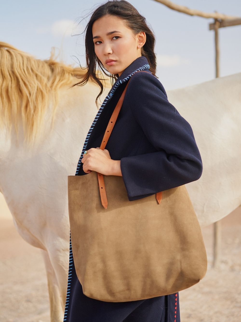 Suede Leather Tote Bag