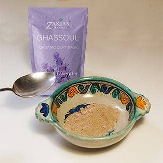 Masque visage et cheveux bio au ghassoul marocain « Rhassoul » à l'argile - Lavande - 8 oz.