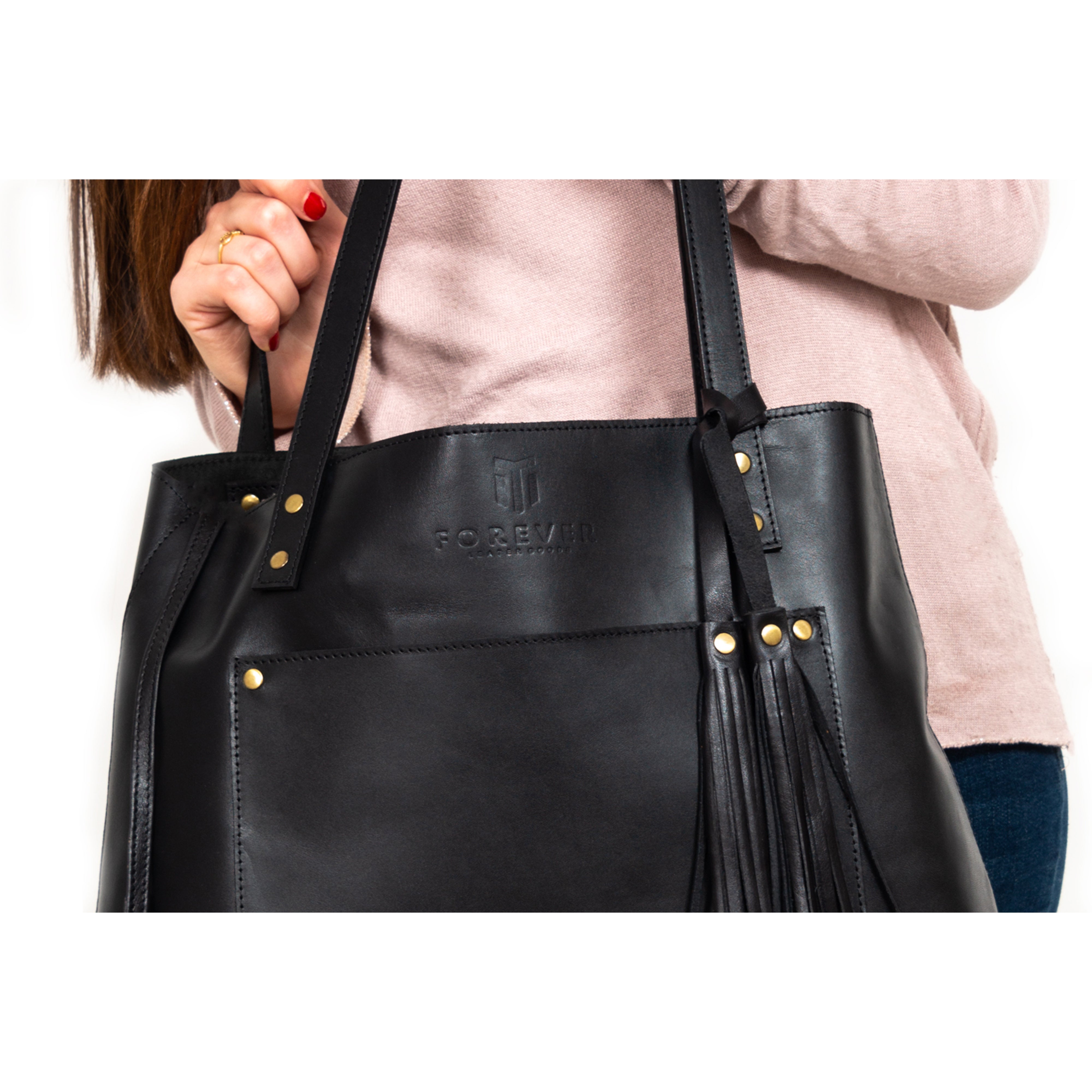 Sac fourre-tout en cuir noir