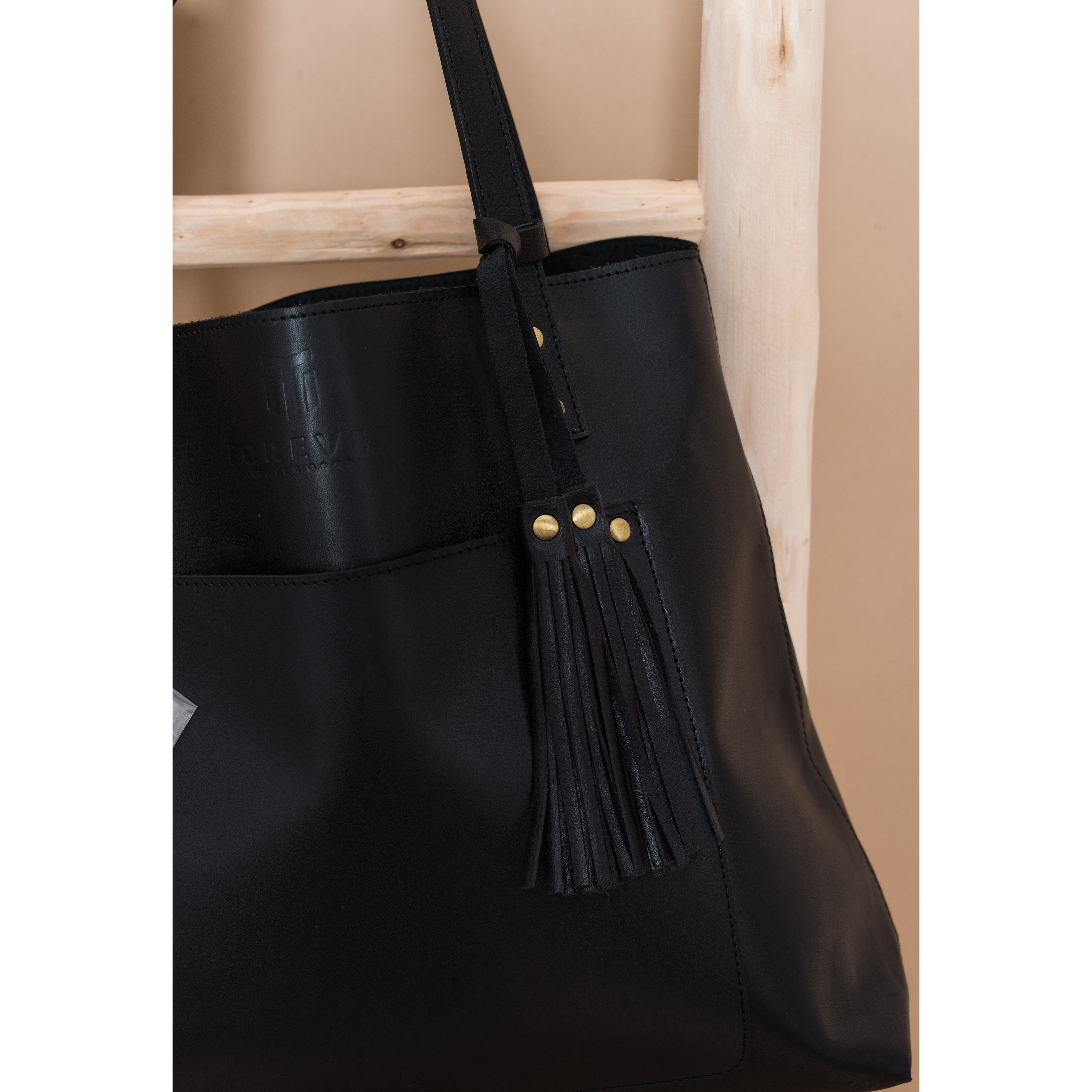 Sac fourre-tout en cuir noir