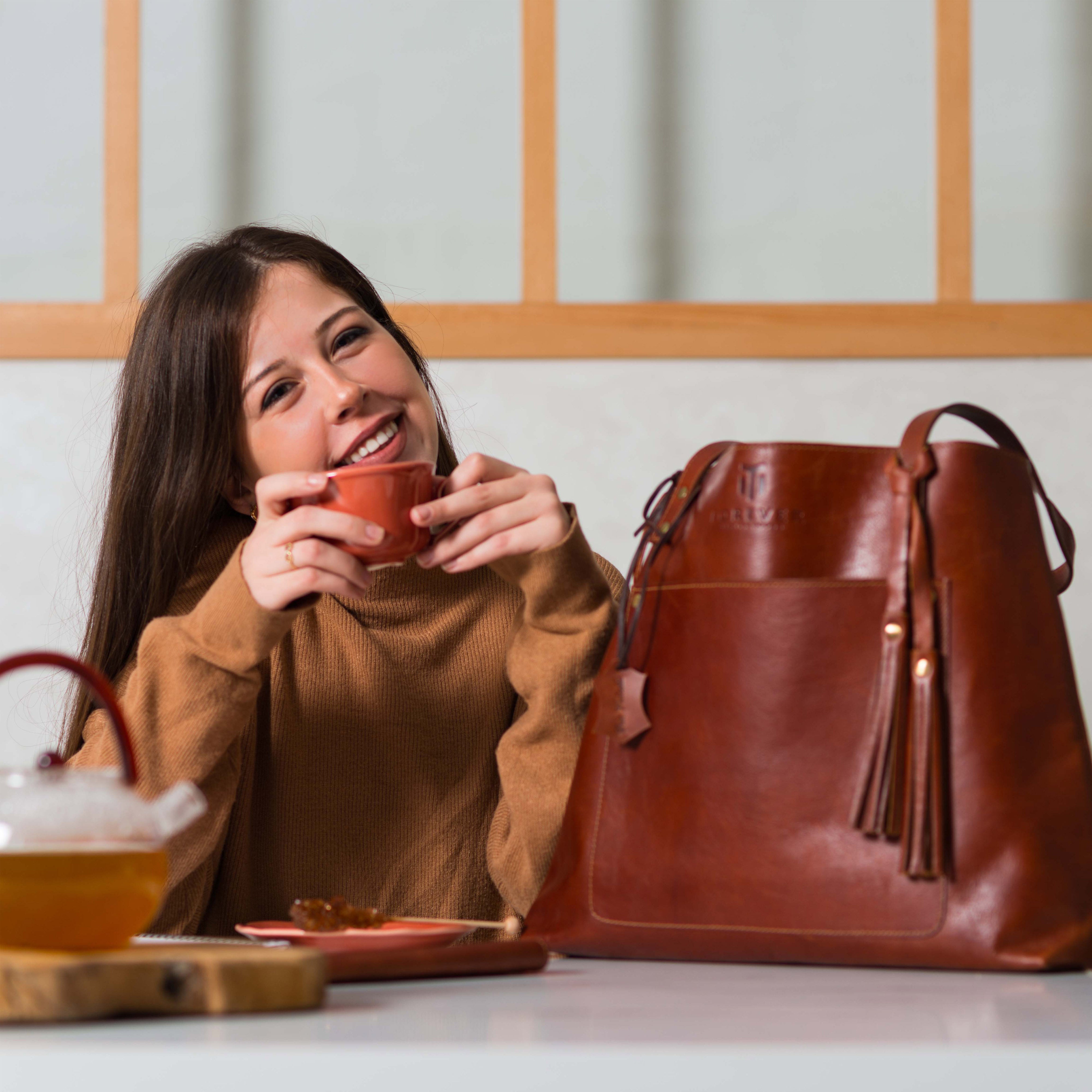 Sac fourre-tout en cuir Marron